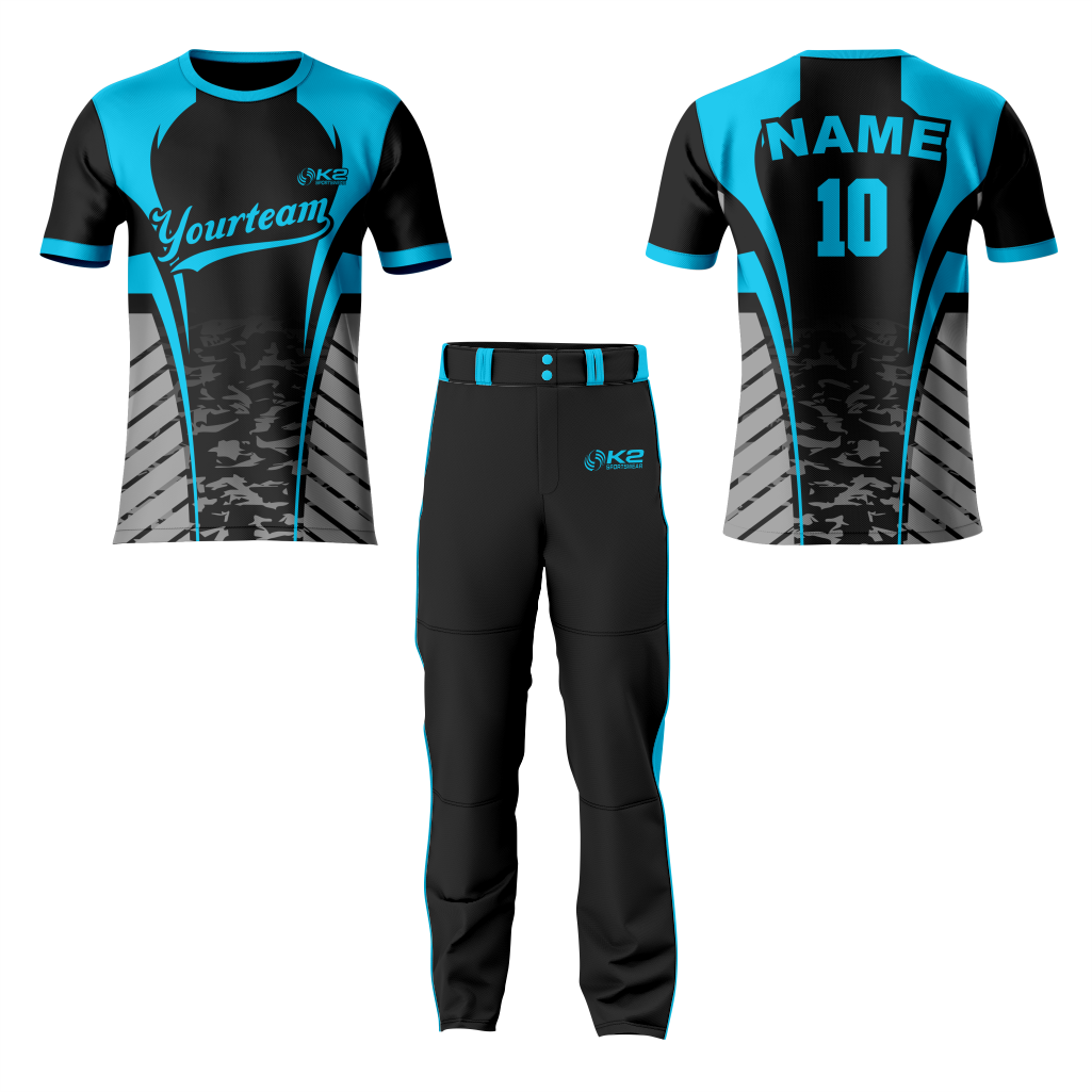 Premium Black and Ball Blue Baseball Crew Neck Jersey