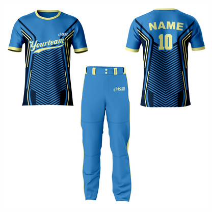 Custom Baseball Crew Neck Uniform in Steel Blue