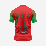 Herren Kurzarm Radtrikot Rot | Performance-Shirt mit Hexagon-Print