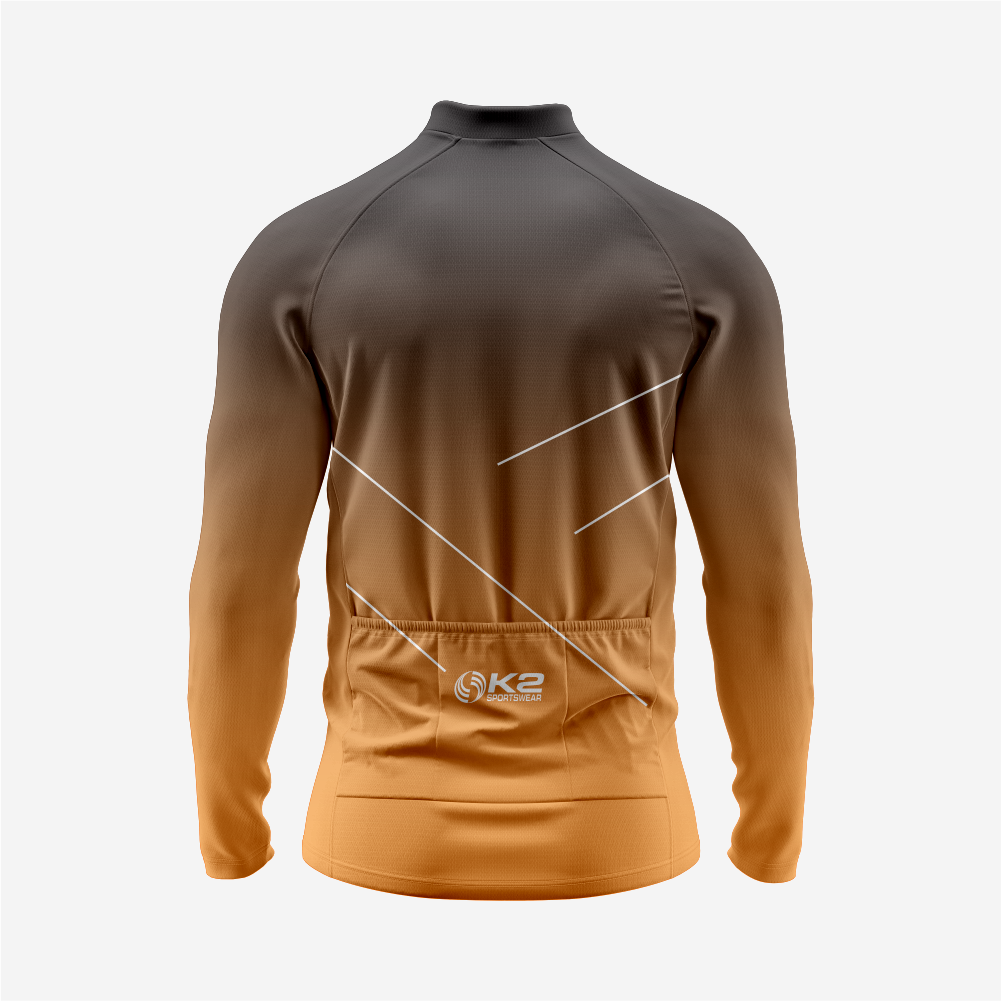 Men’s Orange Long Sleeve Cycling Jersey for Road Riders