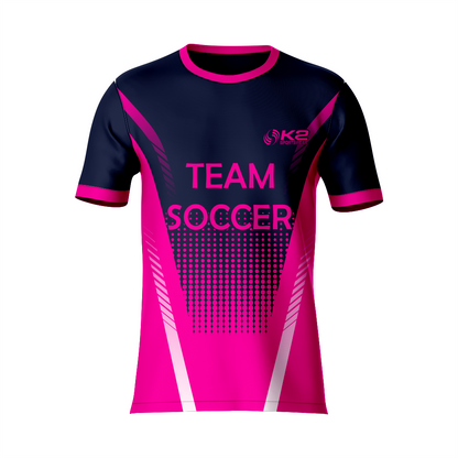 High-Performance Soccer Uniform in Navy Blue and Pink