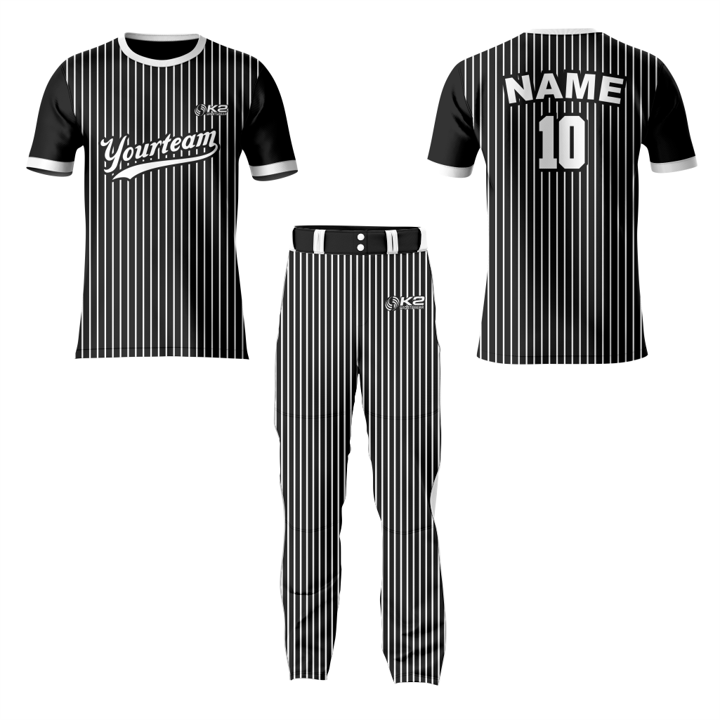 Sporty Black an White Baseball Jersey with Crew Neck