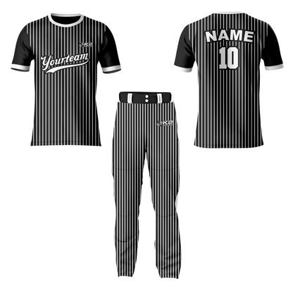 Sporty Black an White Baseball Jersey with Crew Neck