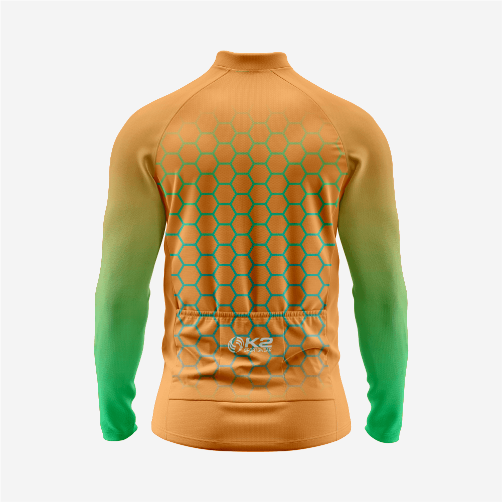 Men's Long Sleeve Cycling Jersey| Breathable Hex Print Bike Jersey - K2 Sportswear | Custom Sports Uniforms & Apparels - K2 Sportswear