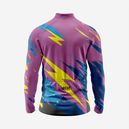 Men’s Long Sleeve Cycling Jersey and Bib Shorts Set - Palatinate Purple