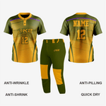 Custom Softball 2 Button Jersey/Pant in Army Green/Gold - K2 Sportswear | Custom Sports Uniforms & Apparels - K2 Sportswear