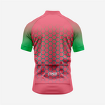 Short Sleeve Candy Pink Cycling Jersey Men | Hexagon Pattern Bike Shirt