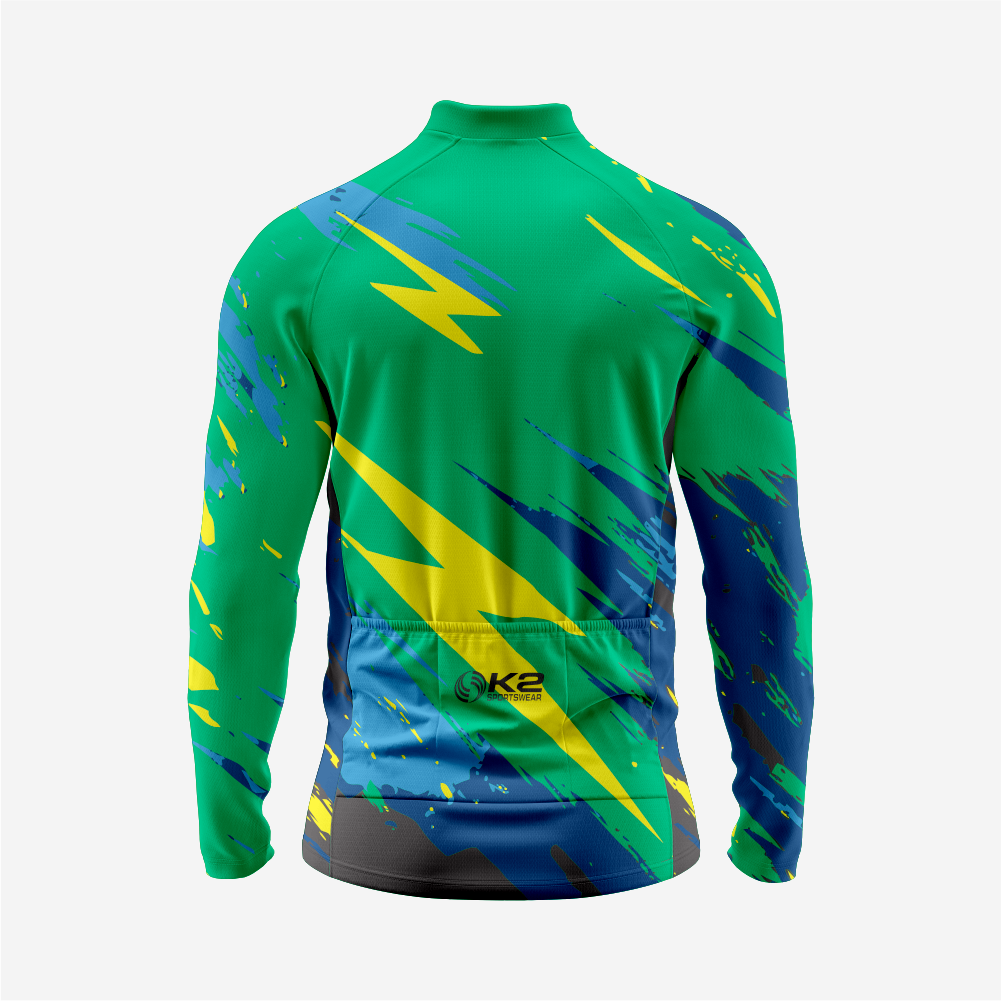 Men’s Long Sleeve Bike Jersey and Bib Shorts Set - Green