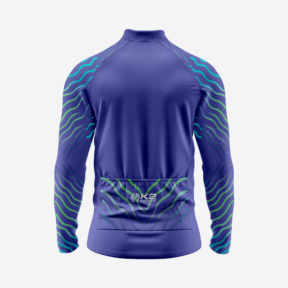 Blue Men’s Long Sleeve Cycling Jersey Durable Bicycle Jerseys Mens - K2 Sportswear | Custom Sports Uniforms & Apparels - K2 Sportswear