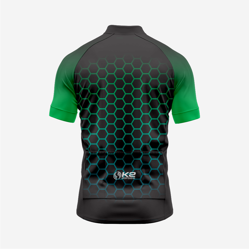 Men's Hexagon Pattern Black Cycling Jersey | Short Sleeve Performance Bike Shirt