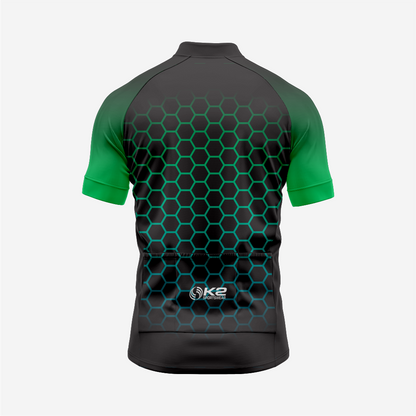 Men's Hexagon Pattern Black Cycling Jersey | Short Sleeve Performance Bike Shirt