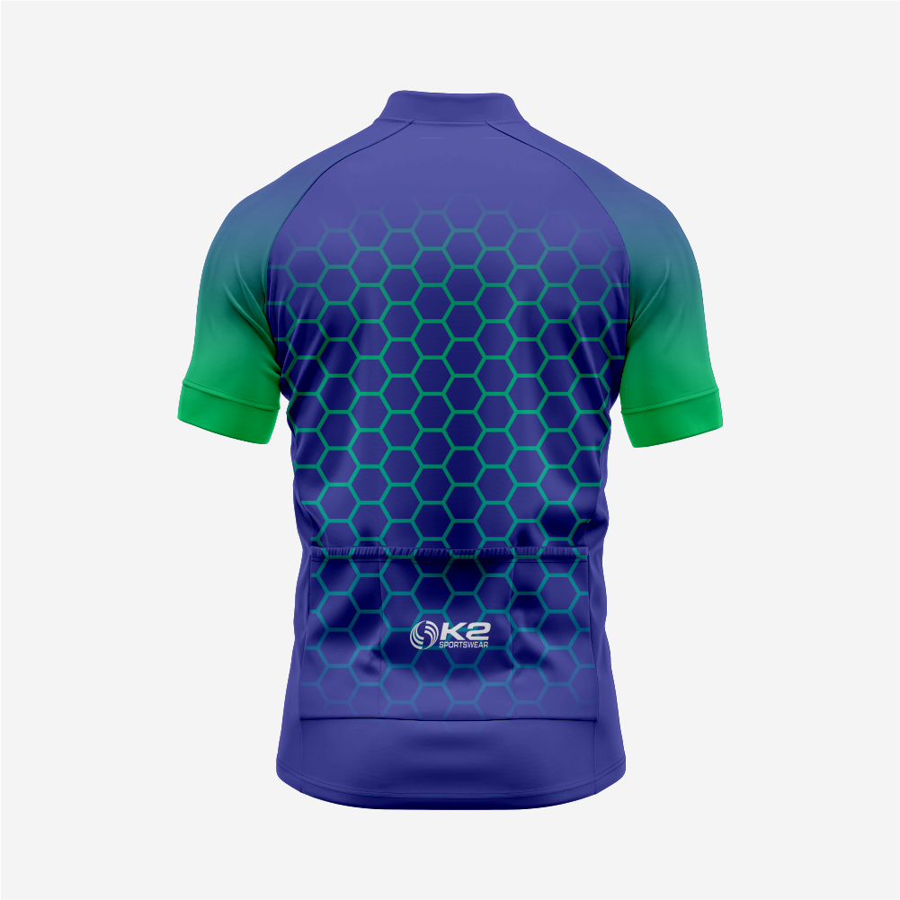 Men's Hexagon Pattern Bue Cycling Jersey | Short Sleeve Performance Bike Shirt