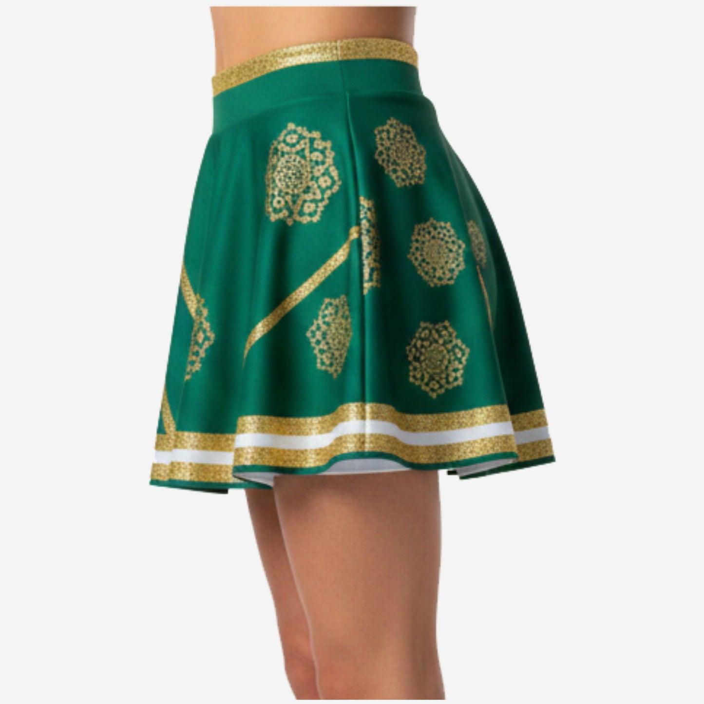 Custom Cheerleading Skirt - Pleated Green Cheer Skirt Team Design