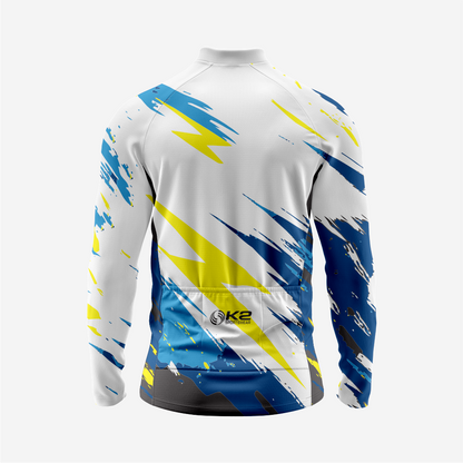 Breathable Men’s Light Gray Long Sleeve Cycling Jersey with Pockets