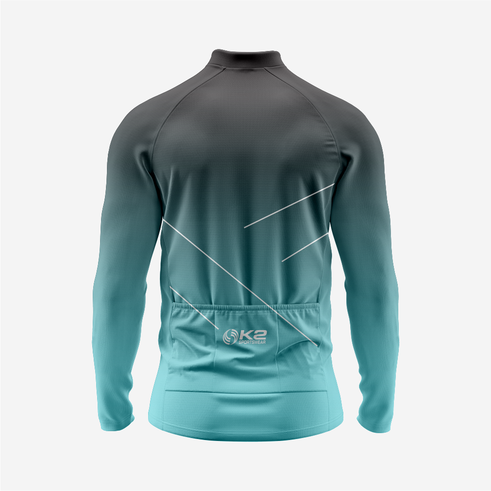 Men’s Long Sleeve Cycling Top and Bib Shorts Set - Teal Blue