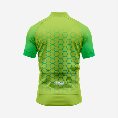 Men's Hexagon Pattern Yellow Green Cycling Jersey | Short Sleeve Performance Bike Shirt