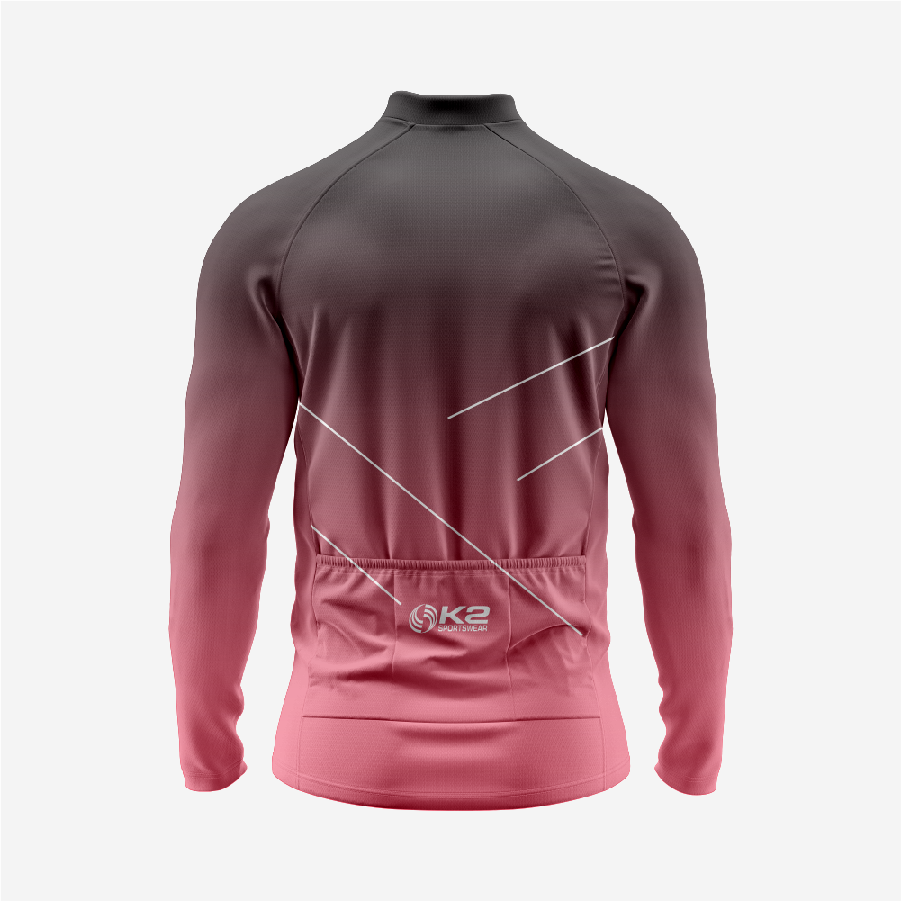 Men’s Long Sleeve Cycling Top and Bib Shorts Set - Rose Gold