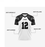 Custom White/Black Football Fan Jersey for Men & Women - K2 Sportswear | Custom Sports Uniforms & Apparels - K2 Sportswear