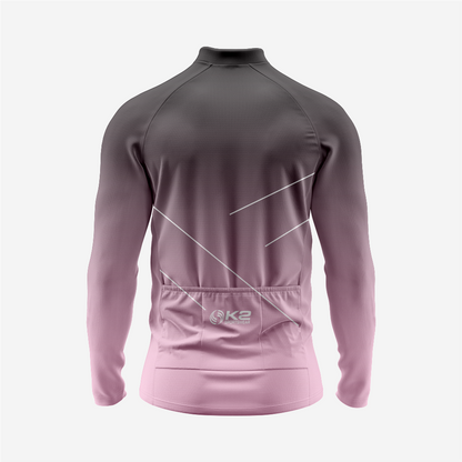 Men’s Long Sleeve Cycling Top and Bib Shorts Set - Pastel Purple