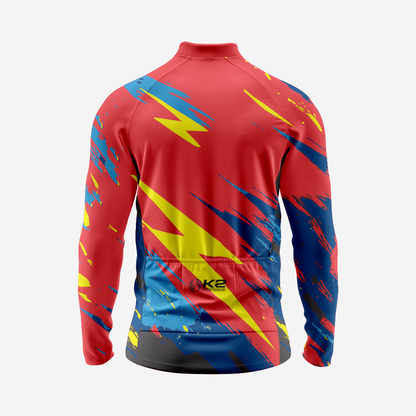 Men’s Long Sleeve Bike Jersey and Bib Shorts Set - Red