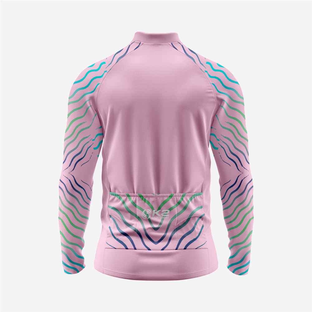 Light Pink Men’s Long Sleeve Cycling Jersey Durable Bicycle Jerseys Mens