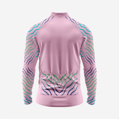 Light Pink Men’s Long Sleeve Cycling Jersey Durable Bicycle Jerseys Mens