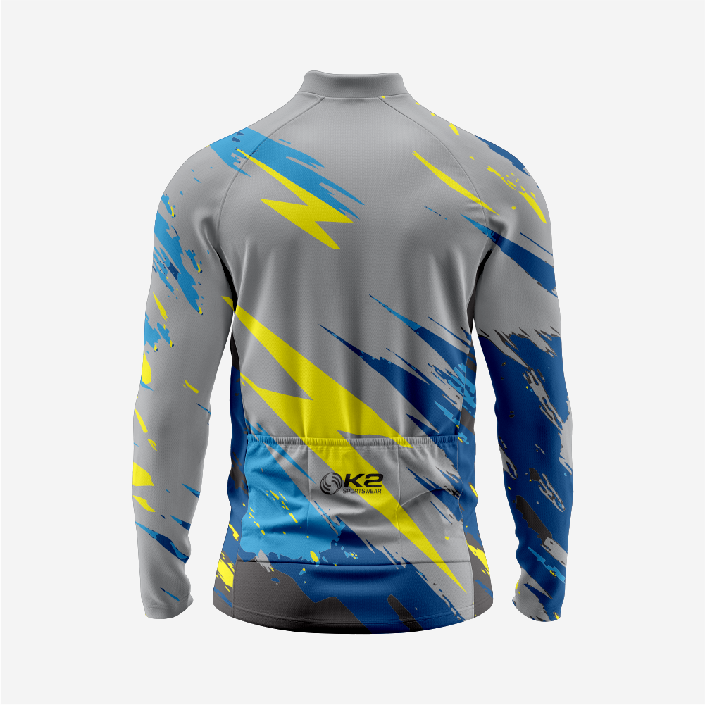 Breathable Men’s Dark Gray Long Sleeve Cycling Jersey with Pockets