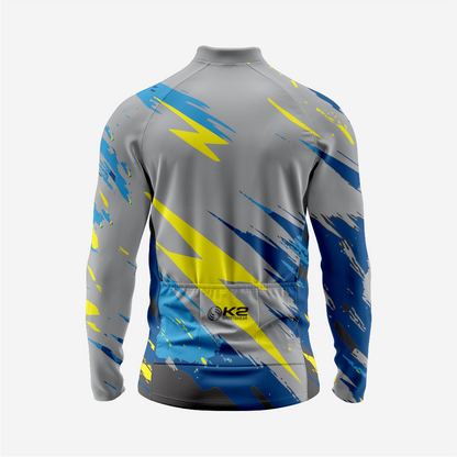 Breathable Men’s Dark Gray Long Sleeve Cycling Jersey with Pockets
