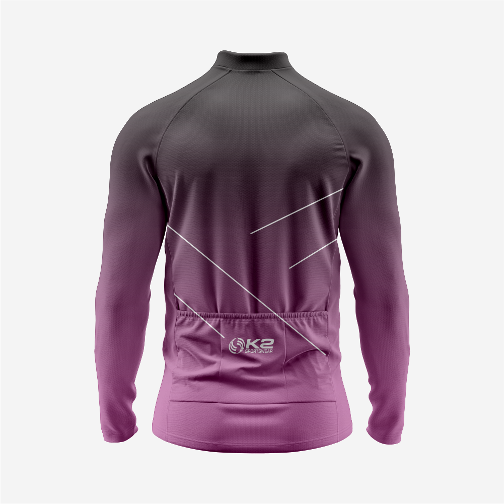 Men’s Long Sleeve Cycling Top and Bib Shorts Set - Dark Lavender