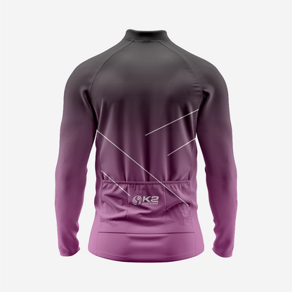 Men’s Long Sleeve Cycling Top and Bib Shorts Set - Dark Lavender