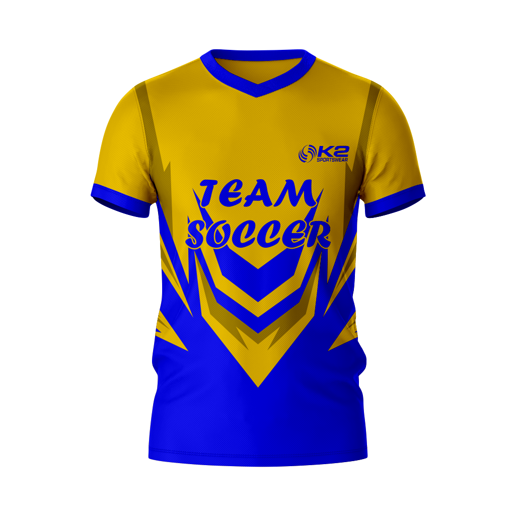 Classic Gold-Blue Soccer Outfit for Players