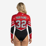 Custom Cheerleading Uniform Bodysuit - Red Black Sublimation Print