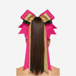 Custom Cheerleading Hair Bow in Pink Gold - Cheer Bow with Streamers