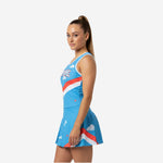 Custom Cheerleading Uniform Dress - Bright Blue Chevron Sleeveless Design