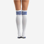 Custom Cheerleading Socks - Knee High Socks with Striped Cuff Team Colors