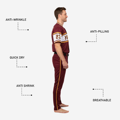 Personalized Baseball Team Uniform - Custom Jersey & Pants Set in Rose Wood