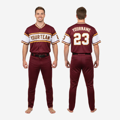 Personalized Baseball Team Uniform - Custom Jersey & Pants Set in Rose Wood