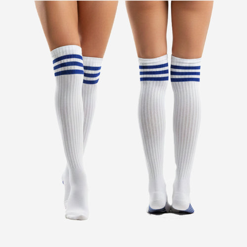 Custom Cheerleading Socks - Knee High Socks with Striped Cuff Team Colors