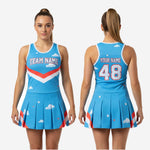 Custom Cheerleading Uniform Dress - Bright Blue Chevron Sleeveless Design