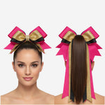 Custom Cheerleading Hair Bow in Pink Gold - Cheer Bow with Streamers