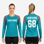 Youth & Adult Long Sleeve Cheer Top - Personalized Bondi Blue Team Uniform