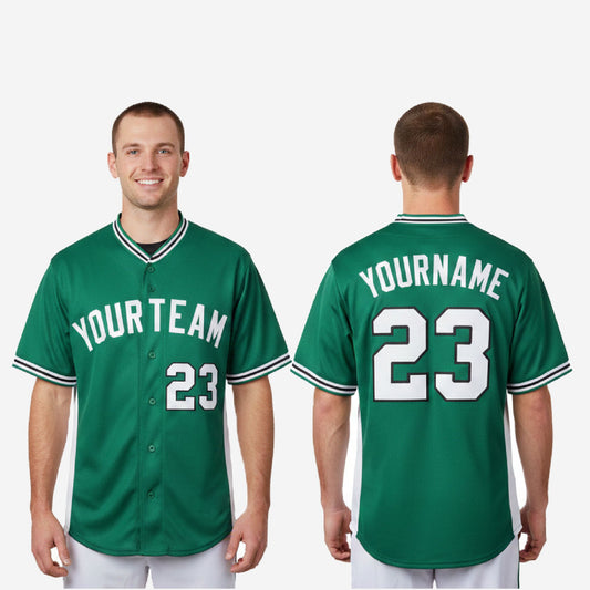 Custom Baseball Jersey in Green - Full Button Baseball Jersey Team Name & Number
