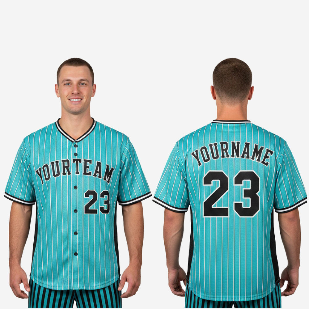 Custom Baseball Jersey - Pinstripe Full Button Jersey Team Name & Number