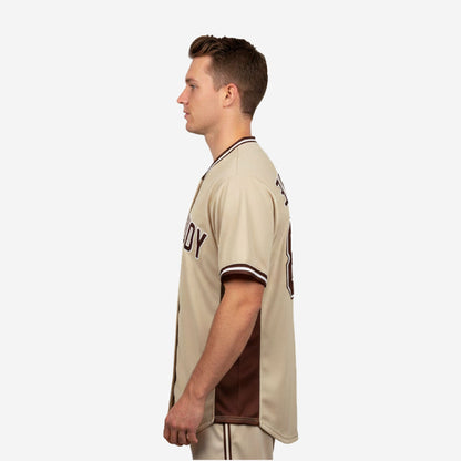 Custom Baseball Jersey in Beige - Youth & Adult Full Button Team Name Number Jersey