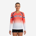 Custom Printed Cheer Practice Jersey - Orange White Long Sleeve Shell