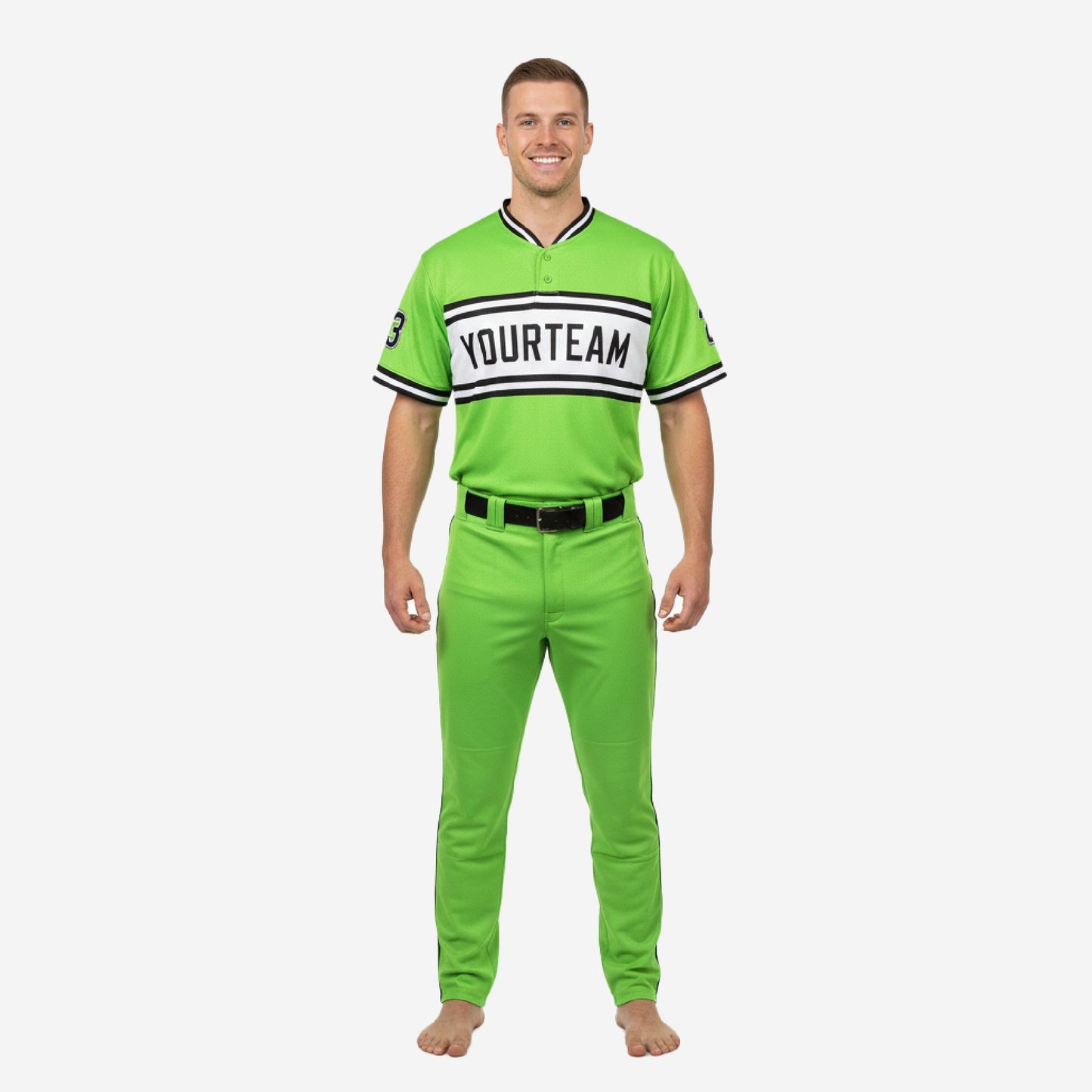Personalized Baseball Team Uniform - Custom Jersey & Pants Set in Yellow Green