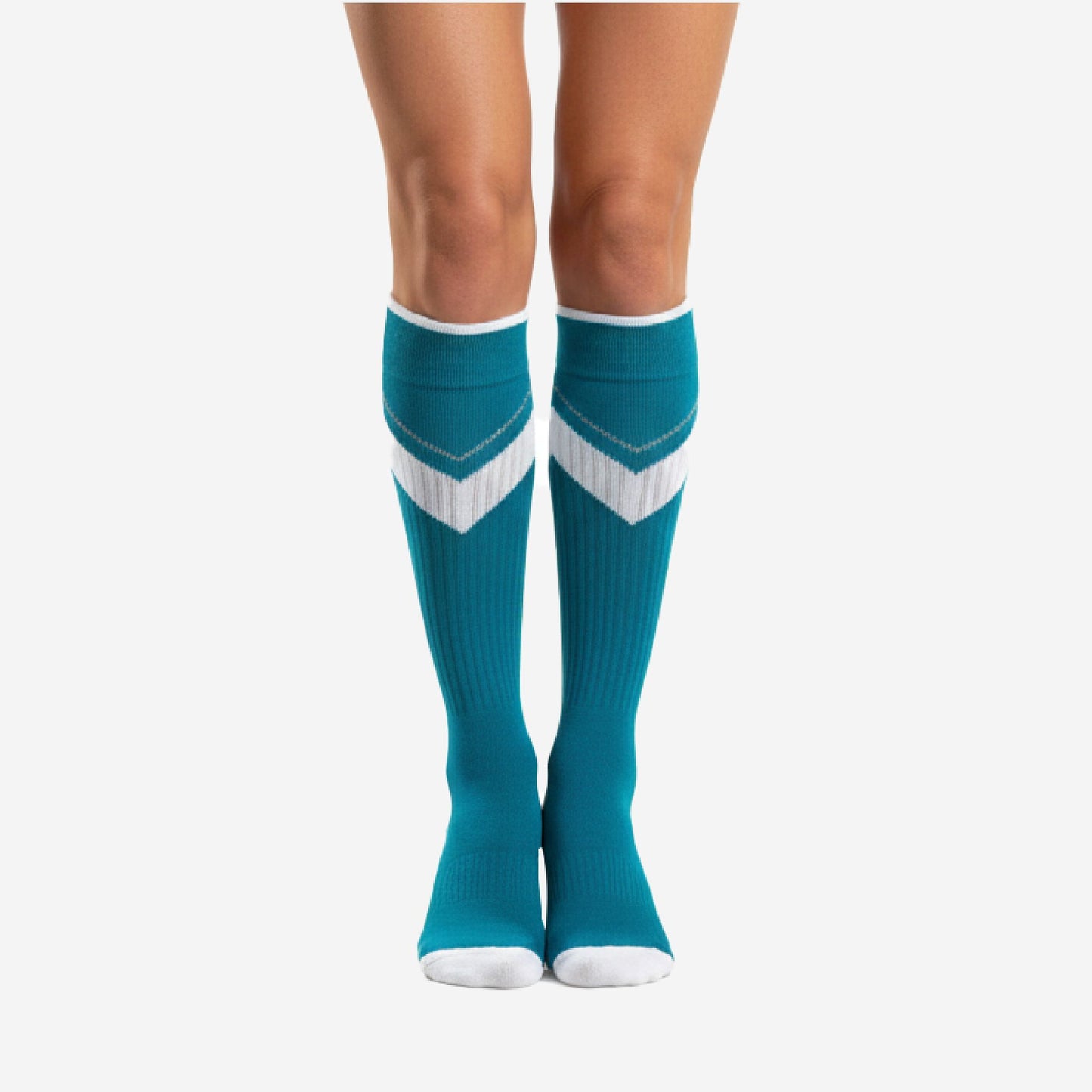 Custom Cheerleading Knee Socks - Teal Blue Athletic Performance Socks