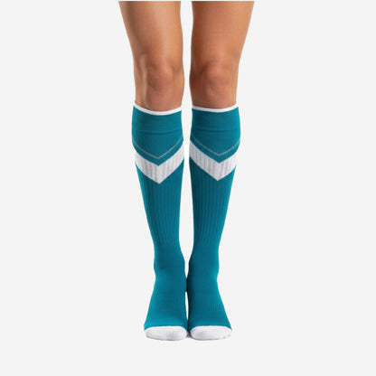 Custom Cheerleading Knee Socks - Teal Blue Athletic Performance Socks