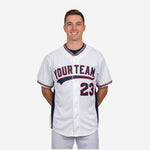 Custom Baseball Jersey in White - Full Button Baseball Jersey Team Name & Number