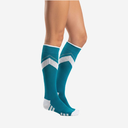 Custom Cheerleading Knee Socks - Teal Blue Athletic Performance Socks